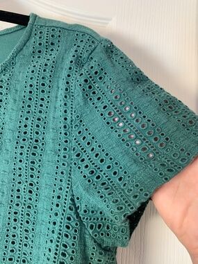 Twik Simons Green Textured Organic Cotton T-Shirt XL – Spring Minimal Chic Top